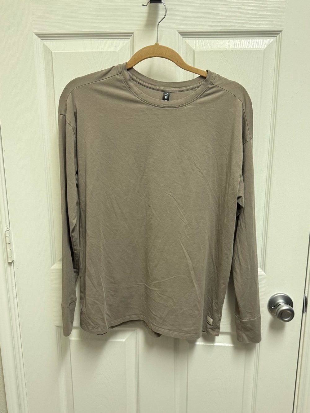Vuori Taupe Long-Sleeve Crewneck Top
